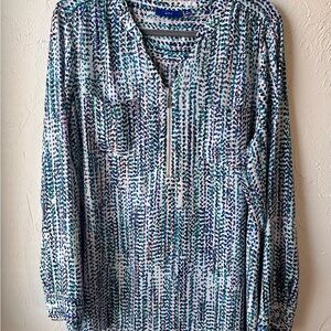 💙 Apt. 9 - Patterned Women's Top - Blue and Green - Size: XL